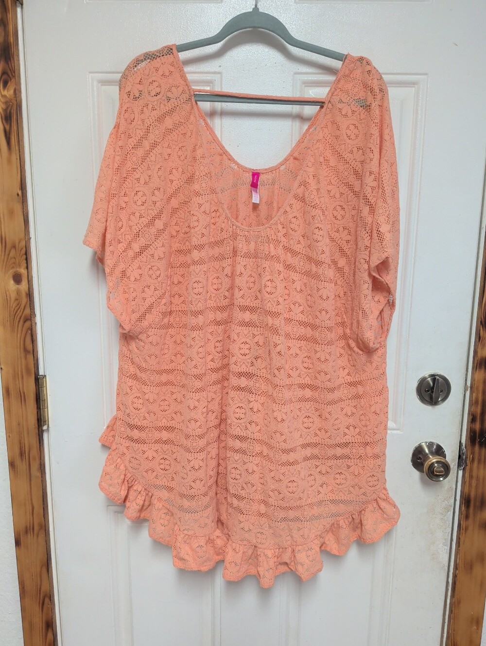 Victoria's Secret Peach Lace Cap Sleeve Tunic Style Top Cover Up  Women XS/S